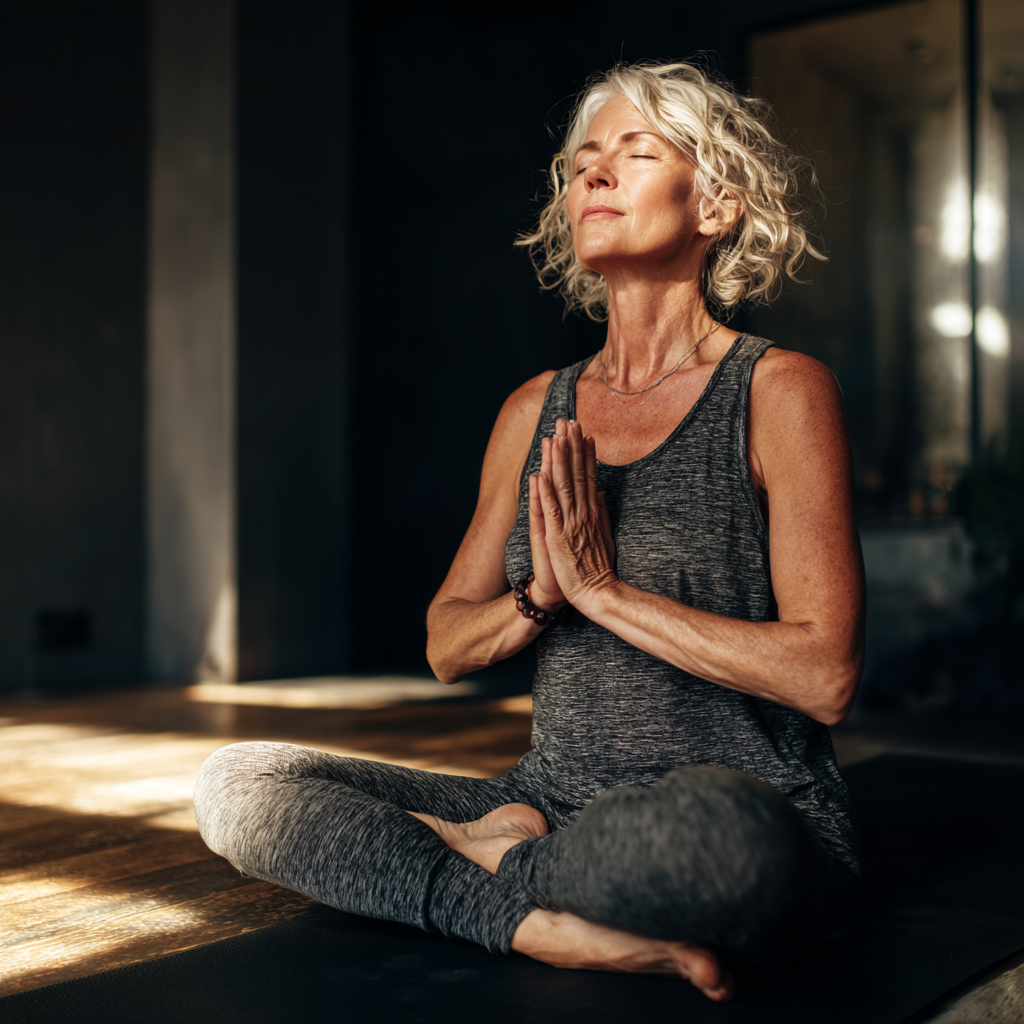 Досвідчений інструктор з йоги демонструє геометричну позу